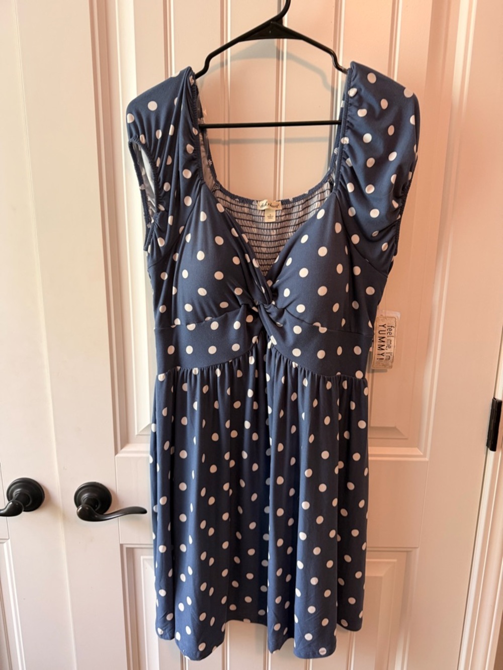 Derek Heart Navy & White Polka Dot Smocked Dress - NEW